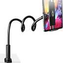 Gooseneck Tablet Phone Holder | Kindle Stand Holder for Bed | 33in Flexible Long Arm Clamp Clip Mount for iPhone, iPad, Switch, Galaxy Tabs, Kindle Fire, 4.7''-11'' Tablet Devices Black