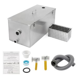 BEAMNOVA Commercial 25LB Grease Trap 13 Gallons Per Minute, Top Inlet for Restaurant Kitchen Tools