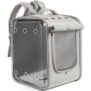 Cat Backpack Carrier Large Pet Backpack Carrier, 17lbs Load-Bearing Ventilated Design Dog Backpack Carrier for Small Dogs, Sturdy Cat Bubble Backpack for Travel, Hiking & Outdoor Use, Grey