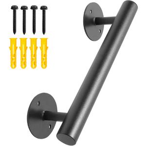 1 FT Black Matte Heavy Duty Stair Railing, Iron Short Staircase Handrail for Indoor Stairs - Outdoor Hand Railings for Garage, Basement, Porch Steps, Safety Grab Bars for Handicap, Seniors