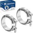 3.5 Inch V Band Clamp, Exhaust Clamp with Male Female Flange 304 Stainless Steel for Turbocharger, Mufflers, Downpipe - 2 Pack