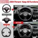 Hydro-Dip Carbon Fiber Steering Wheel for Subaru Impreza WRX STI 2008-2014, Forester 2009-2013 SH, Impreza 2008-2011, Red Stitching Flat Bottom Sport Grip Replacement, JDM Rally Look