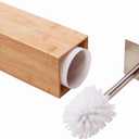 GOBAM Bamboo Toilet Bowl Cleaner with Holder for All Toilet Types - Hidden Stainless Steel Toilet Brush - Bathroom Cleaning Brushes - Toilet Accessories - Natural