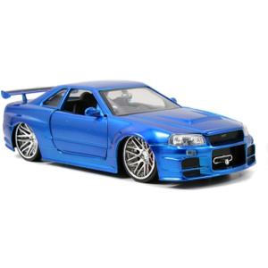 Jada Toys Fast & Furious 1:24 Brian's 2002 Nissan Skyline GT-R R34 a Die-cast Car, Toys for Kids and Adults, Blue (97173)