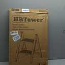 HBTower Step Ladder,Lightweight Aluminum Folding Step Stool with Anti-Slip Wide Pedal,330lbs Capacity Step Ladder for Household,Kitchen,Office - BlackWoodgrain
