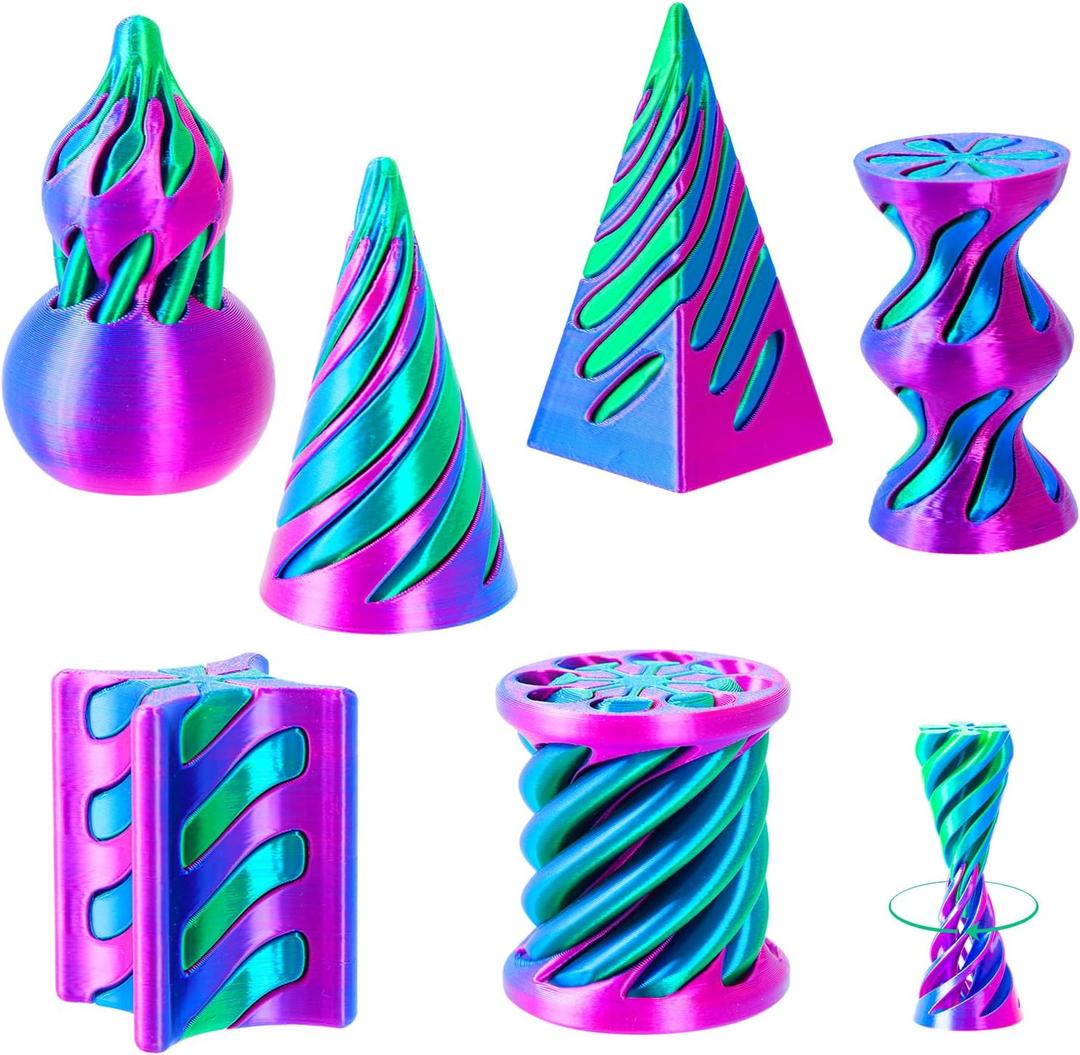 6 Pack Spiral Cone Fidget Toys - Impossible Cone 3D Printed Impossible Pyramid Pass Through 3D Printed Toy Mini Sensory Toy for Stress Relief Anxiety, Desktop Decoration Gifts for Adults Teens Kids (Blue+purple)