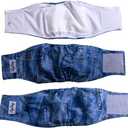 JoyDaog Jean Belly Bands for Small Dog Diapers Male Reusable Puppy Wrap XS, Pack of 3