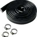 YAMAKATO 5/16" ID Heat Shielded Fire Thermo Armor Fire Sleeve Silicone Coated Fiberglass Heat Protection w/ 3 Clamps for Automotive Hose Lines & Electrical Wiring (Black, 5FT)