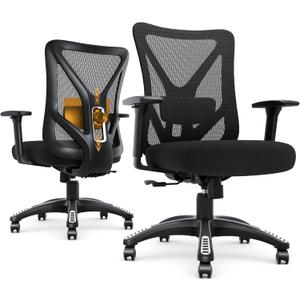 Ergonomic Office Chair, Mesh Computer Desk Chairs with BIFMA X5.1 Certified, Adjustable Lumbar Support, 3D Arm, Tilt Back, Wide Seat, Comfy Swivel Work Task Chair for Company and Home (Onyx Black), Universal Size