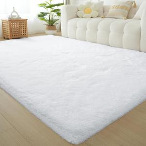 Fluffyrug White Shag Area Rug 9x12: Large for Living Room - Big Plush Fuzzy Carpet(White, 9x12 Feet)