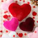 YRXRUS Heart Pillows, Love Heart Shaped Pillow, Small Cute Wine Red Heart Pillows for Gifts, Faux Rabbit Throw Pillows for Her, Kids, Girls Home Decoration, 10X11 Inch