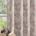 FMFUNCTEX Rust Brown Floral Jacquard Blackout Curtains 72 Inches Long for Bedroom, Scroll Flower Chenille Farmhouse Curtains for Living Room Darkening Thermal Insulated Grommet Window Drapes 2 Panels