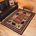 Mayberry Rug Rustic Lodge Bear Cabin Multi 5'3"x7'3" Oval Area Rug