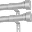 2 Pack Silver Curtain Rods for Windows 32 to 60 Inch, Heavy Duty Curtain Rod Adjustable Length, 1 Inch Diameter Modern Decorative Curtains Rods(Silver,32-60"-2 Pack)