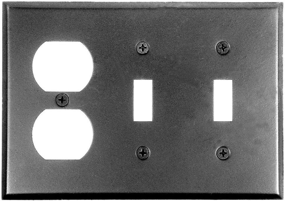 Acorn Manufacturing AW7BP 6.625 Inch 2 Toggle Duplex Wall Plate, Black Iron Finish