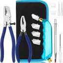 YOTINO Glass Cutting Tool Kit Includes Blue Grip Oil Feed Glass Cutter with 2 pliers, 3 Extra Replacement Head, Tungsten Scribe Engraving Pen, Screwdriver and Oil Dropper