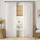 MIULEE Pinch Pleated Thick Linen Curtains 90 Inches Long 2 Panels for Living Room Bedroom, Memory Trained Pinch Pleat Drapes Back Tab Light Filtering Natural Ivory Cream Window Curtains with Hooks