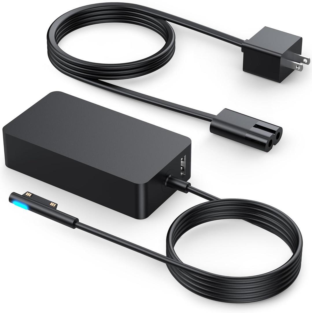 102W Surface Book 2 Charger, for Microsoft Surface Laptop Studio, Surface Laptop 3 4 5, Windows Surface Pro/Go, Fast Charge 9.19Ft Super Long Cable with Magnetic Plug & LED
