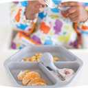 Tiny Twinkle Easy Grip Toddler Utensils Spoon and Fork Set - BPA & Phthalate Free Utensil Sets, Kids Silverware With Silicone Handle, Baby Led Weaning Supplies for 12 Months & Up (Grey Elephant)