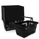 12PCS 21L Shopping Basket With Plastic Handles, Portable Grocery Basket, Black