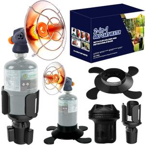 2-in-1 6800 BTU Golf Cart Heater Propane with Storage Box, Adjustable Cup Holder & Camping Base, Compatible with EZGO, Club Car, Yamaha, and More, Golf Cart Accessories (Propane Tank Not Included)
