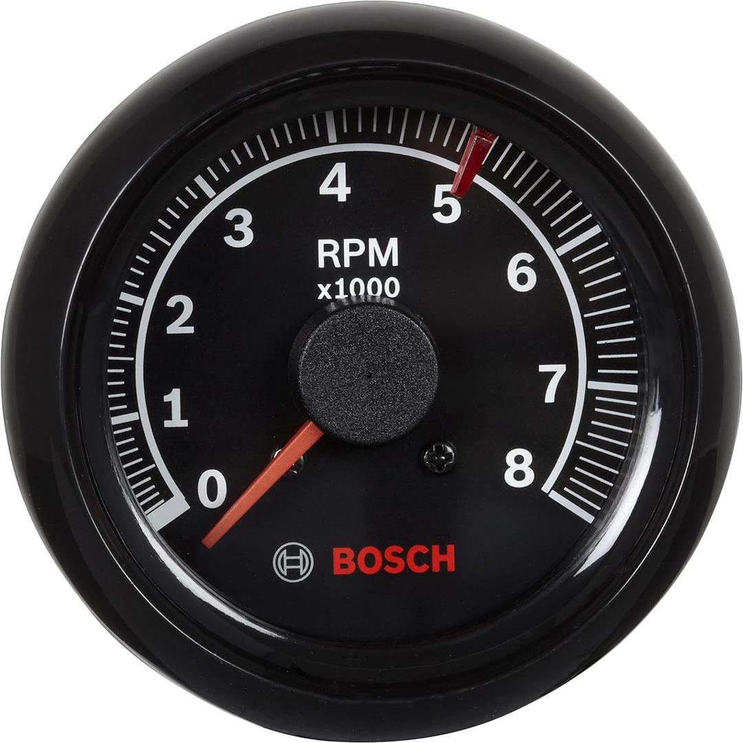 Bosch SP0F000025 Sport II 2-5/8" Tachometer (Black Dial Face, Black Bezel)