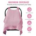 Metplus Muslin Car Seat Cover for Baby Girls, 100% Cotton Breathable Infant Carseat Canopy for Summer, Lightweight Stroller Sunshade Covers (Pale Pink)