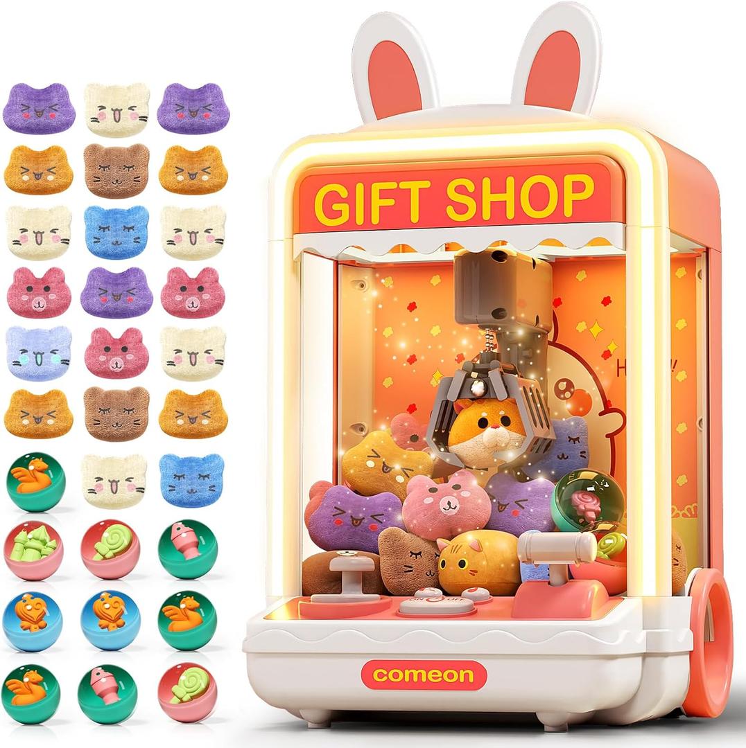 30 PCS Claw Machine for Kids, Mini Vending Machine with Lights Sound, Electronic Prize Dispenser for Kids Girl Ages 3-6, Claw Toys Game Gifts for 3 4 5 6 7 8 Years Old Girls