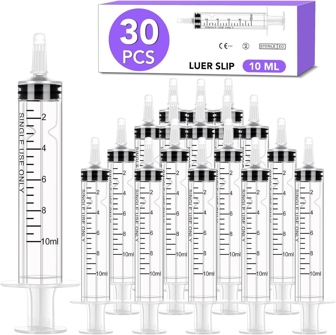 30 PCS 10ml Oral Syringe With Cap, Plastic Syringes without Needle for Medicine Dropper, Feeding Pets, Liquid Measuring, Handicrafts, Individually Sealed, Luer Slip
