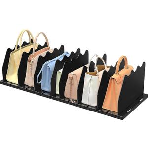 SOYO Adjustable Clear Purse Organizers for Closet, Acrylic Shelf Divider for Bag and Purse Storage, Clear Pocketbook and Handbag Organizer, Bookshelf Separator Organizers for House, Office Use, Black