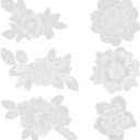 EXCEART 6pcs Iron on Patches White Lace Flower Shape Embroidered Patches Applique DIY Craft Decoration Sew On Patches for Clothes Jeans (8X13CM)