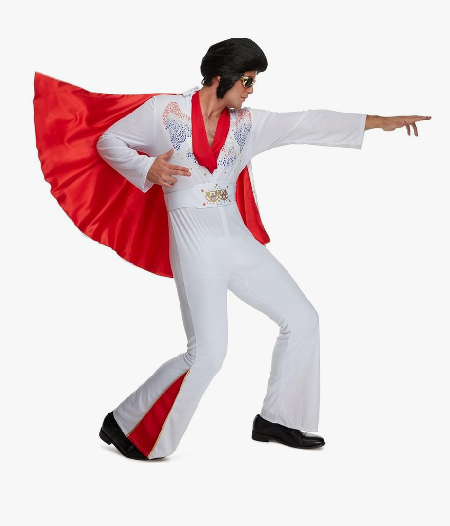 Morph Vegas Rockstar Costume Adult Men Disco Jumpsuit 70s Halloween Outfit for Men Party Wear, XL