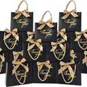 TKSBAG 100 Pack Small Thank You Gift Bags with Handles, 5.5''x 2.5''x4.7'' Mini Black Gift Bags Bulk for Baby Shower, Birthday, Wedding, Party Favors, Back to School, Summer Party
