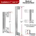 Door Latch Guard Plate 12” with 1” Offset Cover, Satin Nickel, Outward Opening Door Security Guard, Protector Shield for Door Knob/Deadbolt/Mortise/Double Door Lock(1 Pack)