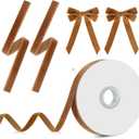 2 x Christmas Ribbon for Gift Wrapping - Khaki Velvet Ribbon 3/8" * 10 Yards - Vintage Christmas Ornaments Decor Bows Making - Christmas Tree Ribbon