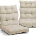 EAGLE PEAK Tufted Outdoor/Indoor High Back Patio Chair Cushions, Set of 2, 46'' x 22'', Beige
