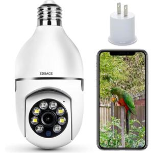 Light Bulb Security Camera,WiFi 5G 2.4GHz WiFi E27 360 Degree Light Socket Camera, Wireless with Motion Tracking Alarm, Color Night Vision,Two-Way Audio