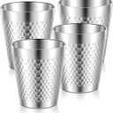 4 Pack Stainless Steel Insulated Cup, 10 oz Stackable Stainless Steel Cups Set, Reusable Metal Cup Premium Drinking Glasses, Double Wall Vacuum Insulated Drinking Cups Glasses for Camping Home Outdoor