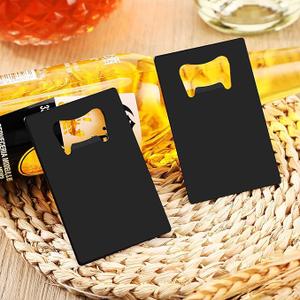 Nuogo 4 Pcs Stainless Steel Card Bottle Openers Bulk Metal Card Beer Openers Groomsmen Wallet Bottle Opener for Wedding Party Bridesmaid Favors Gifts (Black)