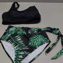 Girl Swimsuit Bikini Set Tropical Print Bathing Suit Two Piece Girls' Swimwear with Tie Side Knot (11-12 Years, Black)