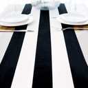 Letjolt Black and White Striped Table Runner for Kitchen Decor Black Stripe Tabletop Collection Cotton Canvas Table Runner 72 Inches Beetlejuice Party Decor