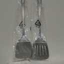 2 Pcs Stainless Steel Spatulas Set, Metal Spatula Solid & Slotted Turner, Heavy Duty Sturdy Spatula for Kitchen Use, High Heat Resistant Cooking Utensils for Fish Eggs Pancakes, Easy to Clean, Silver