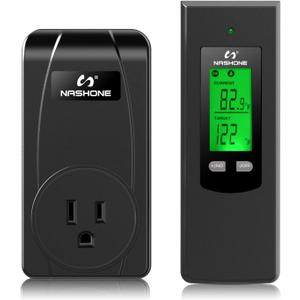 Nashone Toma de termostato inalmbrico, enchufe de termostato inalmbrico Plug and Play, toma de control remoto con sensor de temperatura integrado