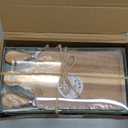 6 Set Bridal Baby Shower Cheese Prizes Wooden Square Board Gift Set Knives Forks Thank You Tags with Box for Guests for Valentines Bridal Baby Shower Housewarming Gifts (Acacia Color)