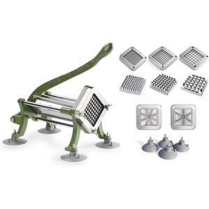 New Star Foodservice 38408 Commercial Grade French Fry Cutter, Complete Combo Sets (Green- Full Combo, Green)