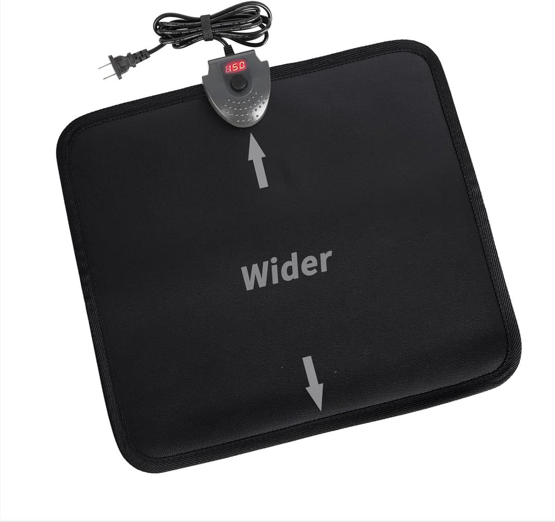 Heated Floor Mat Under Desk for Foot Warmer - Wider 110V Adjustable Temperature Electric Heating Pad - Carbon Crystal & Energy Saving Feet Warmers for Office,Home (Black)