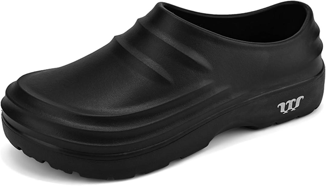 Work Shoes for Men & Women Non Slip Clogs Kitchen Chef Shoes Comfortable Women Clogs Beach Shoes (8.5 Women/6.5 Men, Black)