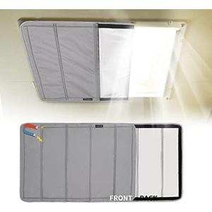 RVINGPRO Magnetic RV Skylight Shade 16"x25", Double-Side Foldable RV Vent Blackout Shade, Reflective RV Skylight Shade Cover for Inside Camper, with Storage Bag, Sliver Grey