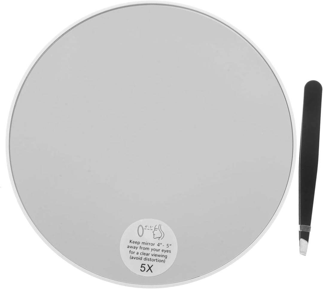 1set Cup Travel Mirror Handy Tweezers Wall Mounted Makeup Mirror for Bathroom and Vanity Use Compact Design for Detailed Grooming