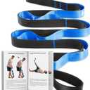 Trideer Stretching Strap for Physical Therapy, Non-Elastic Yoga Straps for Stretching with 10 Loops, Durable Nylon Stretch Bands for Exercise, Pilates, Gymnastics, Leg Stretcher with Guidance and Drawstring Bag (blue)